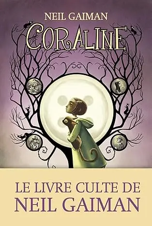 Couverture du livre Coraline de Neil Gaiman, parfait pour Halloween